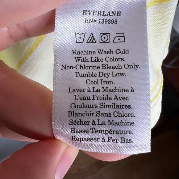New Everlane Shirt Top Yellow Stripe Cotton Pullover Crew Neck Short Sleeve Sz S - Picture 4 of 4